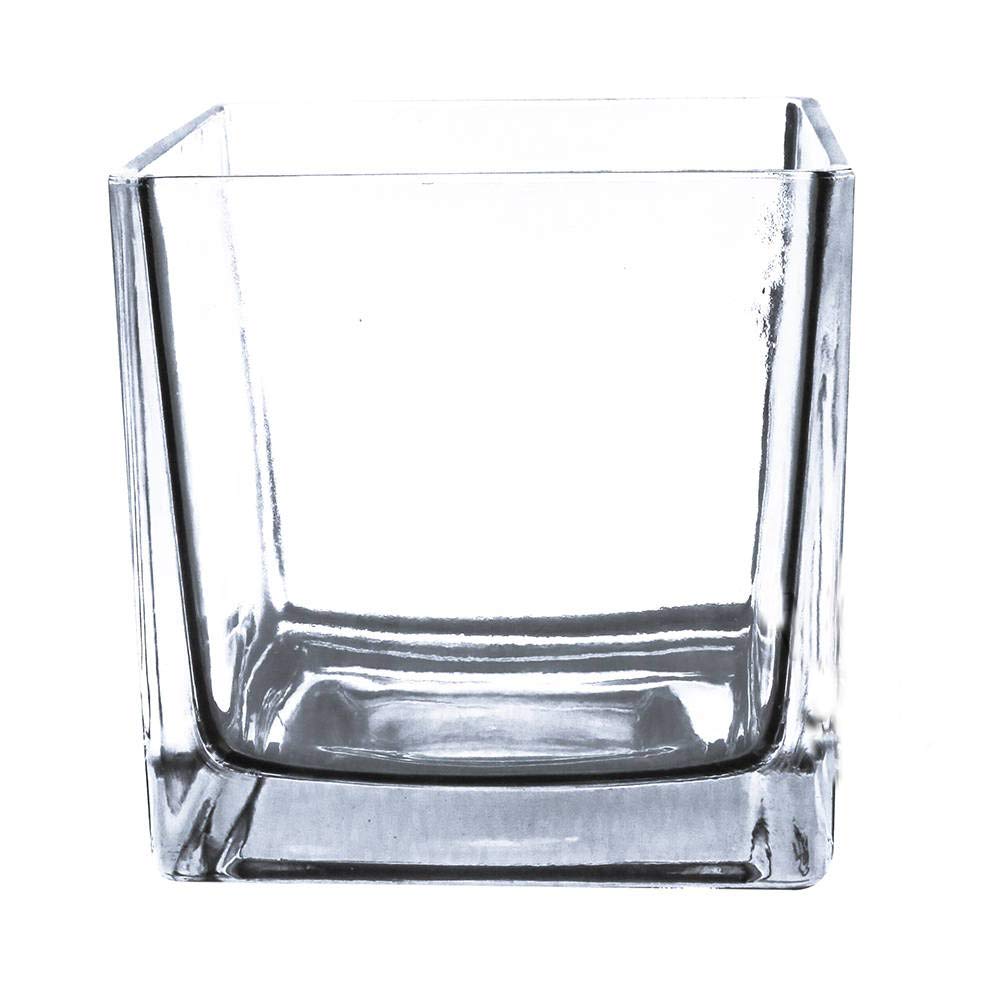 Live Lucky Bamboo Arrangement – 4-Stalk Feng Shui Plant in Glass Cube Vase with Polished Rocks