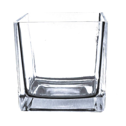 Live Lucky Bamboo Arrangement – 4-Stalk Feng Shui Plant in Glass Cube Vase with Polished Rocks